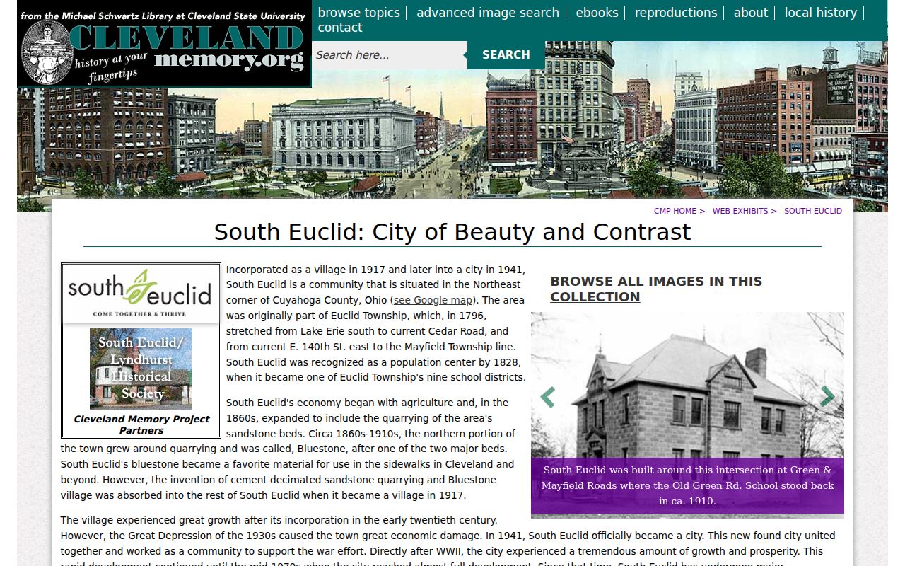 South Euclid city directory historical research with Cleveland Memory collection context