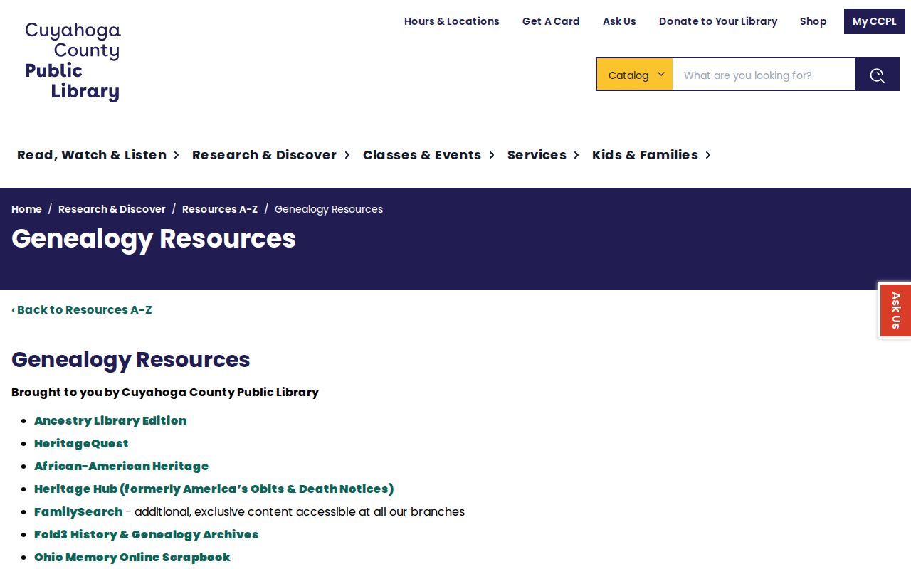 South Euclid residents directory Cuyahoga County Public Library genealogy resources