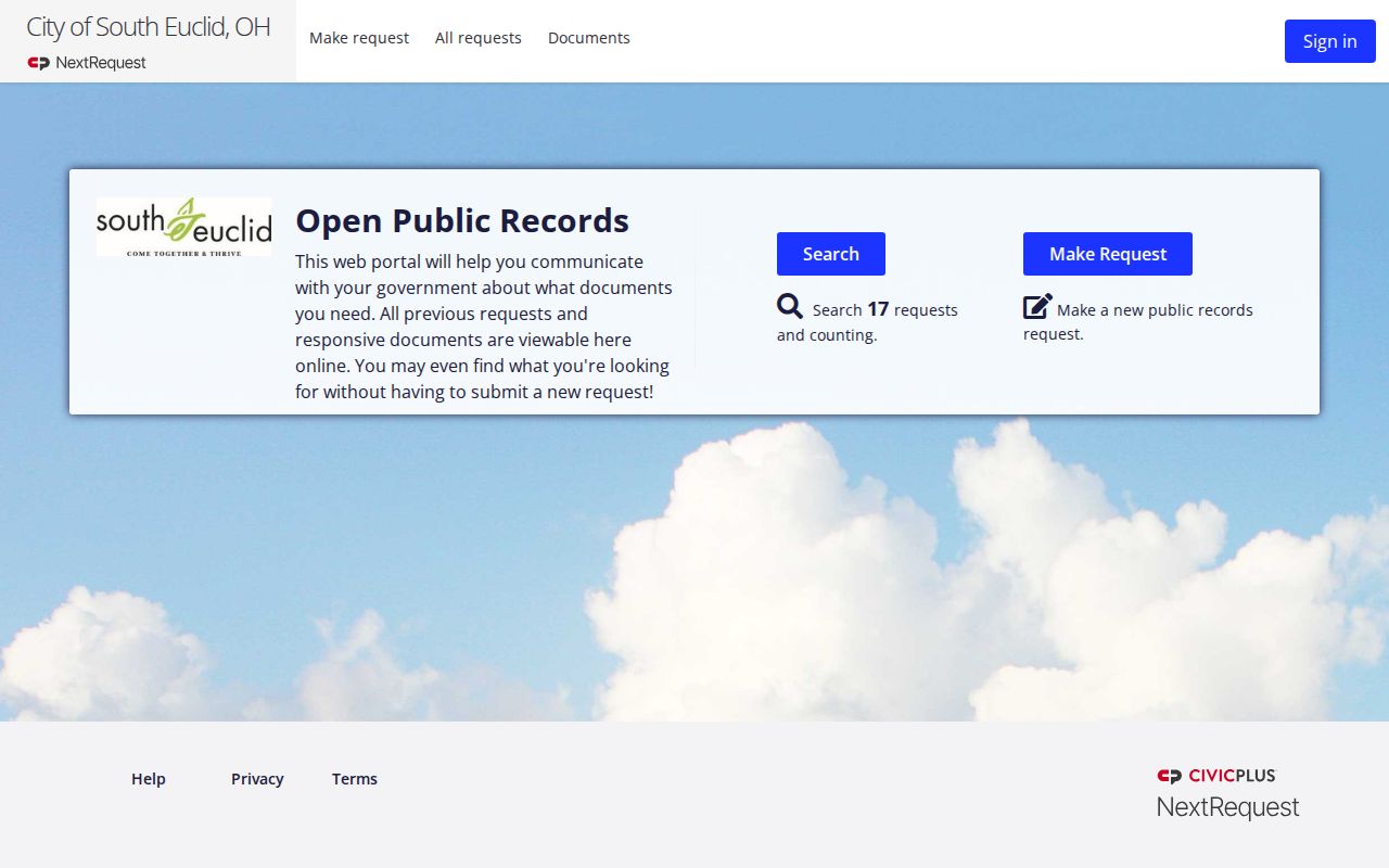 South Euclid residents directory public records request portal
