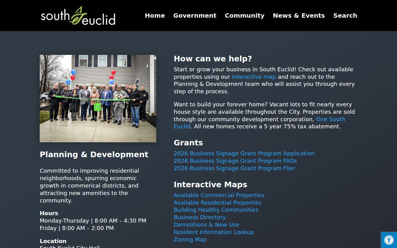 South Euclid development resources with planning and map tools